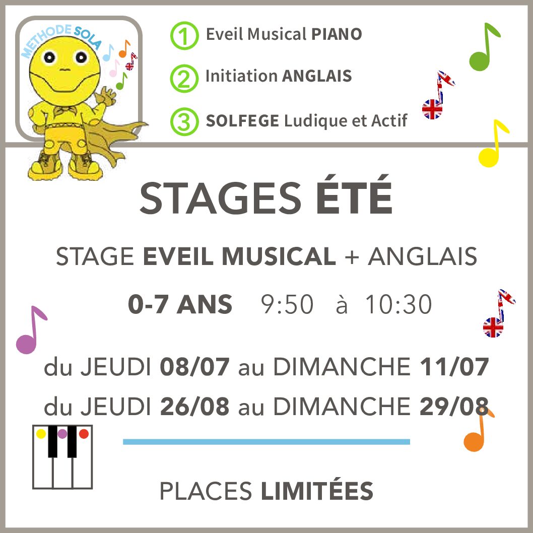 Stage Pré-Rentrée Eveil Musical + Anglais  | à Paris et Zoom Musical